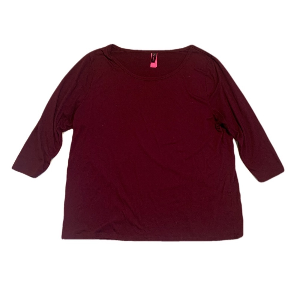 La Senza Burgundy 3/4 Sleeve Tee - Lounge/Casual Top, Size L